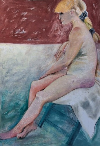 Pastell gemälde akt - pastell, frau