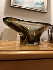 XXL Crystal Chribska Czech Glass Sideboard Bowl 70er Jahre Glas Schale Hospodka