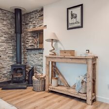 Cera Konsolentisch rustikal Massivholz Beistelltisch mit Ablage