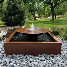 Cortenstahl Wasserschale 100 mit Fontäne Edelrost Springbrunnen Gartenbrunnen