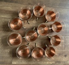 12TEEGLÄSER JENA GLAS SCHOTT & GEN MAINZ GLÜHWEIN TEE GLAS KUPFER /MESSING