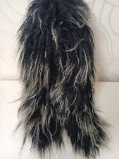 Pelzschal Pelzkragen Tibetlamm Langhaarig Superflauschig Schwarzweiss