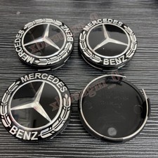 4x 65mm Für Mercedes Benz Nabendeckel Felgendeckel Nabendeckung Schwarz Auto NEW
