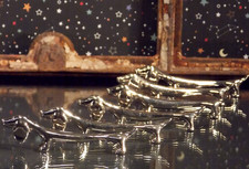 antik 6 Messerbänkchen silber/versilbert Dackel Hund Besteck bänkchen ablage