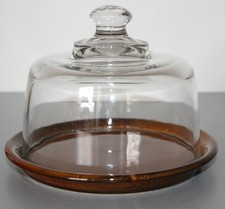 Käseglocke - Käseteller mit Deckel - Keramikteller mit Glasglocke H ca. 15 cm