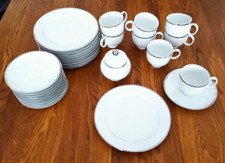 Heinrich Porzellan Kaffee-Service mit Silberrand, 8 Gedecke, Zuckerdose