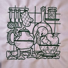 Teekanne Obstschale Gestickt Stoffstück Rosa Baumwollstoff Patchwork Basteln