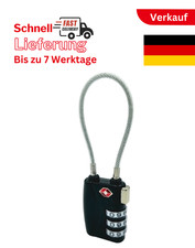 TSA Kofferschloss mit Stahlseil  ✅ Zahlenschloss | Reiseschloss Vorhängeschloss