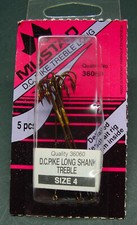 RARITÄT Mustad Hechthaken Longshank Treble Drilling Größe 4