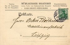 Ak  Karlsruhe Mühlburg  Mühlburger Brauerei  1912
