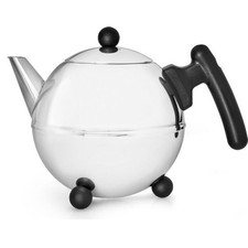 Teekanne 1.2 Liter Edelstahl doppelwandige Kanne schwarzer Griff, Bredemeijer