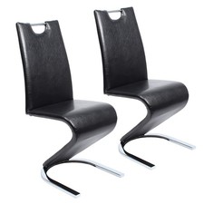 B-Ware SVITA 2er-Set Designer Esszimmerstuhl Polsterstuhl Kunstleder Schwarz 