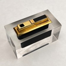 Vintage az fit Tischfeuerzeug Glasblock – Goldfarben, 60er/70er Jahre Stil