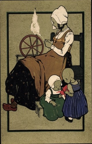 Litho frau und kinder - litho,