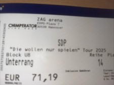 SDP Ticket „Die Wollen Nur Spielen“ Tour, 21.11.2025 Hannover Sitzplatz
