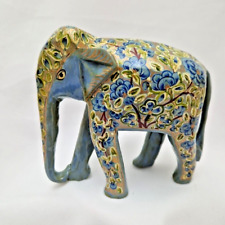 Elefant Holz Figur retro Handarbeit Geschnitzt Elefantenfigur Indien 14cm