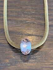 Schlauch Collier Kette fließendes Gold mit zartrosanem Glitzer-Charm Modeschmuck