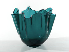 VENINI Fazzoletto Glas ° Taschentuchvase ° Ätzmarke ° Design Bianconi / Venini