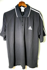 ❤️ ADIDAS SCHWARZES POLOSHIRT GRÖßE 7 42-44 KURZARM RAGLAN-SCHNITT PIQUE-STOFF