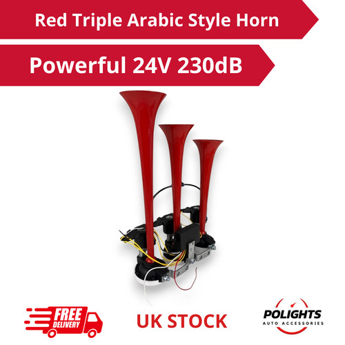 230db red triple horn 24v - red,