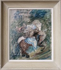 Gemälde Öl Surreal Traum Pferde Reiter Marie Pospisilova 1948 Galerie Levy