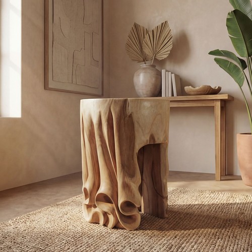Hocker teakholz schnitzereien - hocker,