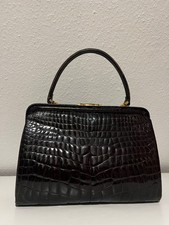 Vintage Krokodilleder Tasche CI Müller Wandsbek braun 50er 60er Echtleder