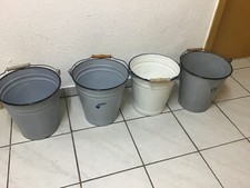 4 X ANTIKE EMAILLE EIMER JE CA. 10 LITER CA. 60ER JAHRE ATG DIE KATZE UND MEHR