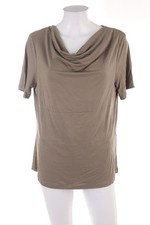 Ohne Label Kurzarm-Shirt Wasserfall-Ausschnitt L braun