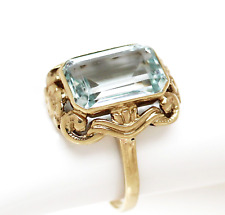 Antiker Damenring 8 Karat 333 Gold Blautopas Topas 2,68 g um 1900/1920 Gr. 52