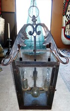 Schmiedeeisen Glas Kerzen Deckenlampe Kronleuchter alt antik Burg Leuchte Lüster