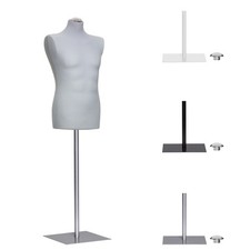 Schneiderpuppe Schaufensterpuppe Herren, Überzug silbergrau, Metallplatte, Kappe