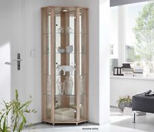 TRIO Sammlervitrine Eckvitrine mit Spiegel und Beleuchtung Glasvitrine Vitrine