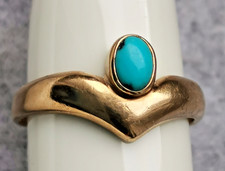 Vintage Goldring Gelbgold 333, 8 K Ring mit Türkis Gr. 59 (18,8 mm Ø)