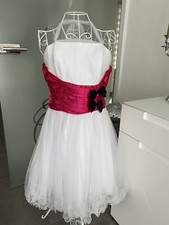 MAY QUEEN Kleid Hochzeit Braut Party weiß pink schwarz S 36 M 38 Satin Tüll WOW