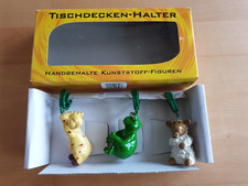 3 Stück Tischdecken-Halter handbemalt Tiere Frosch Schaf Gewichte Halter