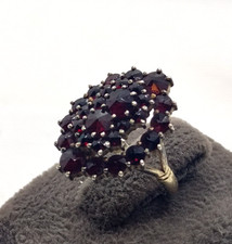 Jugendstil Damenring aus Silber 800 Granat Gr. 53