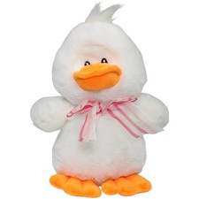 Weiße Ente mit rosa Schleife