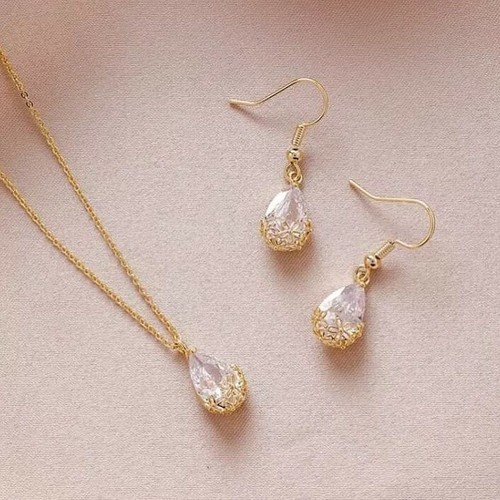 Schmuckset gold blume - blume, diamant