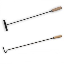 2 tlg. Set Schürhaken + Aschekratze Feuerhaken Glutkratze Kaminzubehör 0,6m
