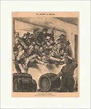 Der Siegespreis im Bockstall Holzstich von L. Beckstein München Bayern P 0497