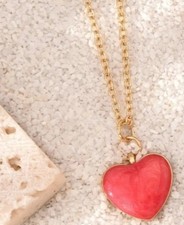 Goldene Halskette mit französischem Herz-Anhänger Kette elegant 