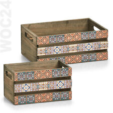2er Box SET Aufbewahrung Bad Regal Ordnungsbox Holzkiste Deko Regalbox Mosaik