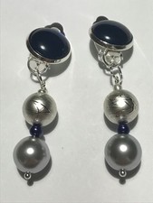 Ohrclips/Glasperlen/Katzenaugen-Glascabochon / Perlen mit zartem Muster / 3,5 cm