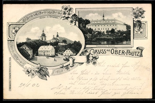 Postcard ober politz church - ober-politz,,