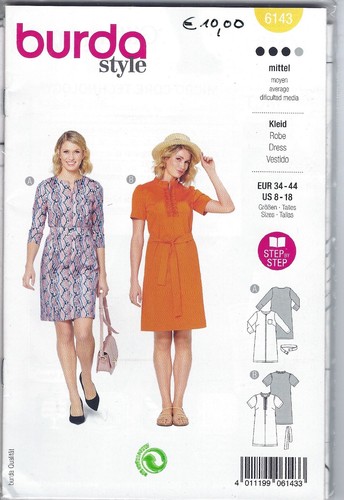 Burda schnittmuster 6143 kleid - schnittmuster,