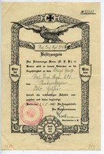 Besitzzeugnis zum Regiments