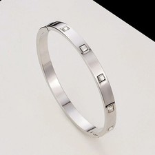 Armband Edelstahl Zirkonia Steine Eckig Farbe Silber