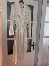 Morgenmantel 100 % Reine Seide Creme Weiß Hochzeit Gestreift