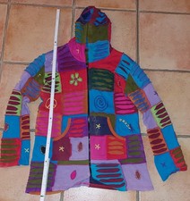 NEPALAYA, Sweatjacke mit Kapuze, Patchwork, Goa Jacke, Gr. L 